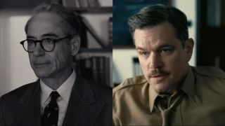 Robert Downey Jr. and Matt Damon in Oppenheimer (side by side)