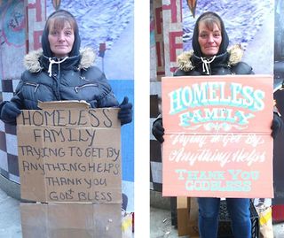 typography homeless signs