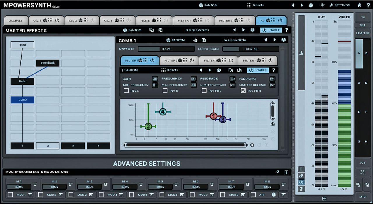 Arrange your modular effects units and tweak them one by one - here's the Comb Filter at work