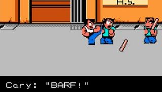 Best NES games: a player beating up thugs in the game River City Ransom.