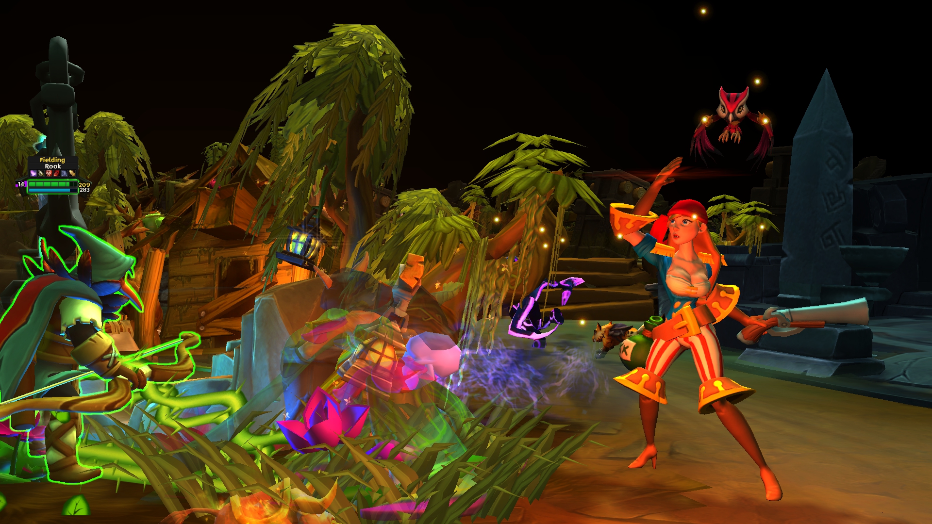 Notice the pet flying above Caprice's head. These provide passive buffs and a special active ability.