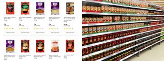 In UK stores, Heinz have a wall of red that defines its aisle. Online, that market dominance doesn't have the same strength of presence