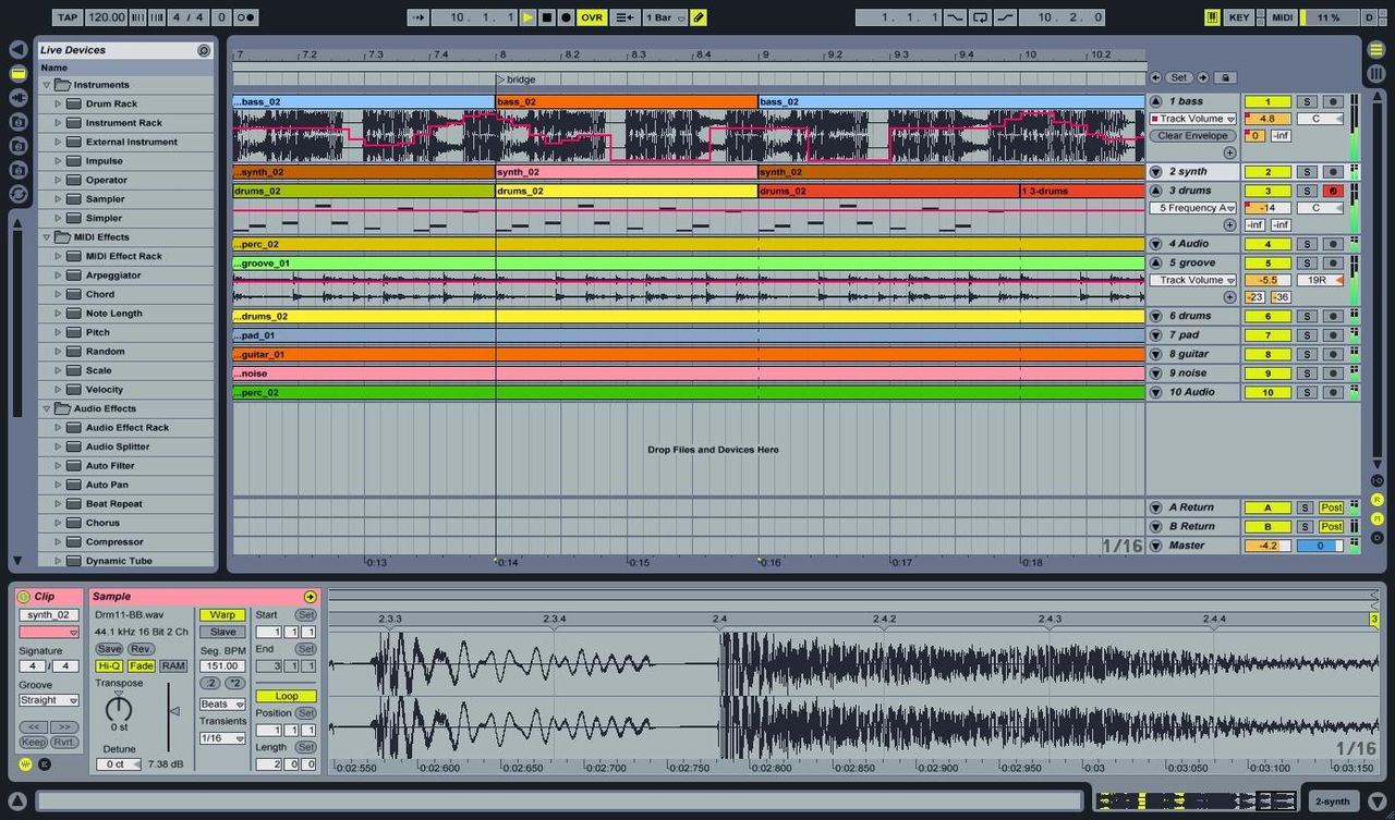 The Arrangement view looks more like a conventional DAW