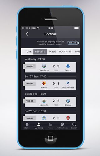 Deezer Football mobile
