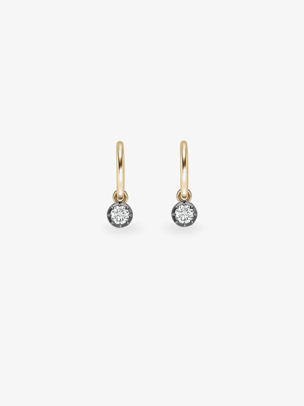 0.20ct Diamond 
Blackened Gold Gypset Hoop Earrings