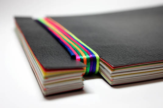 This process booklet by Alicia Wee - http://www.behance.net/aleeloulalei - demonstrates that with a little ingenuity, binding doesn't have to be expensive to be effective