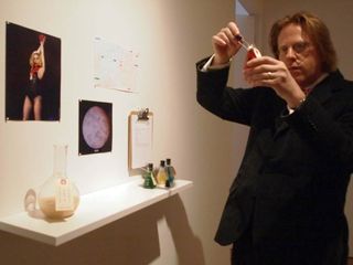 At San Francisco's Modernism gallery, conceptual artist Jonathon Keats looks over some of the components used to epigenetically clone Lady Gaga