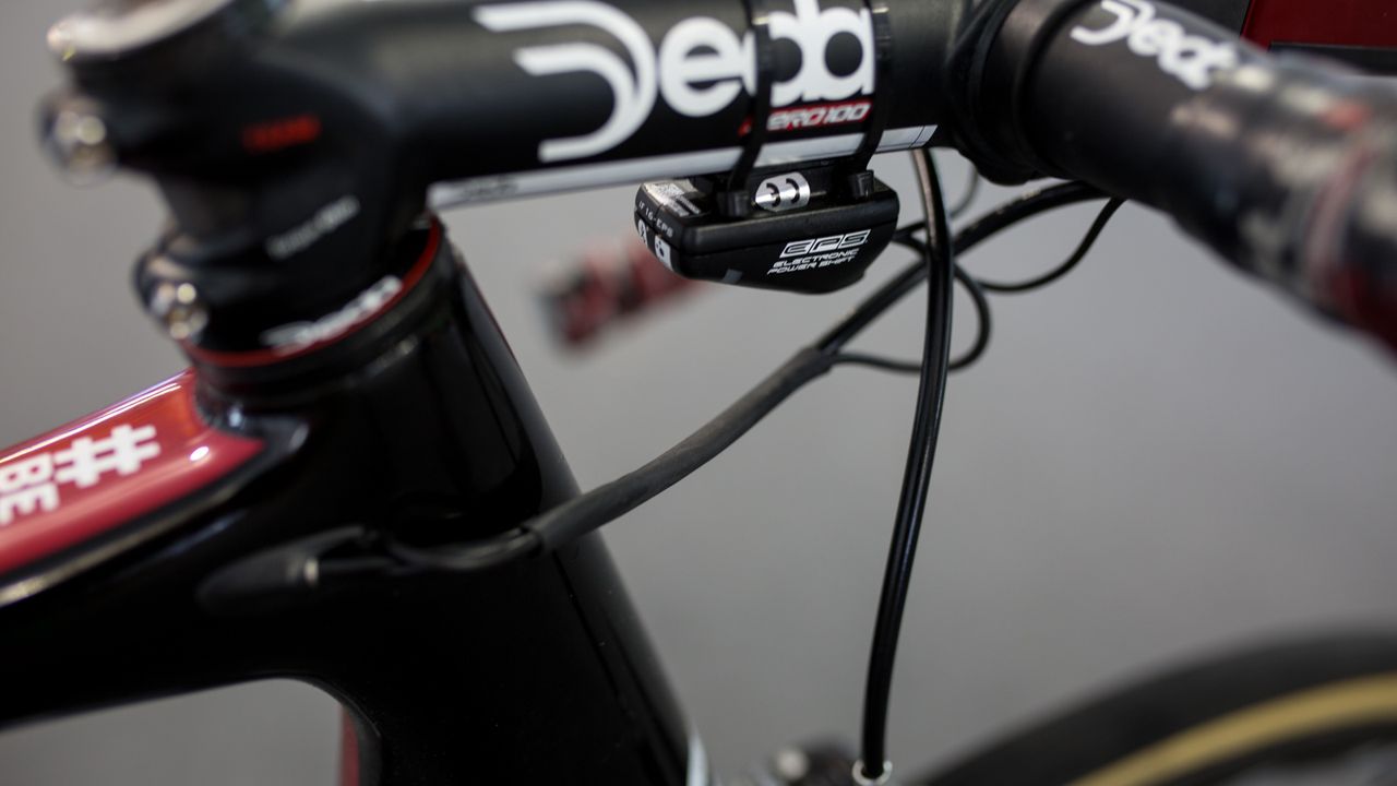 The EPS junction box is cable tied to the stem