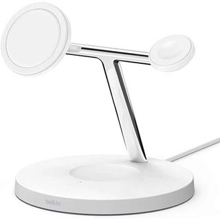 Belkin Magsafe 3 In 1 Wireless Charger on a white background.