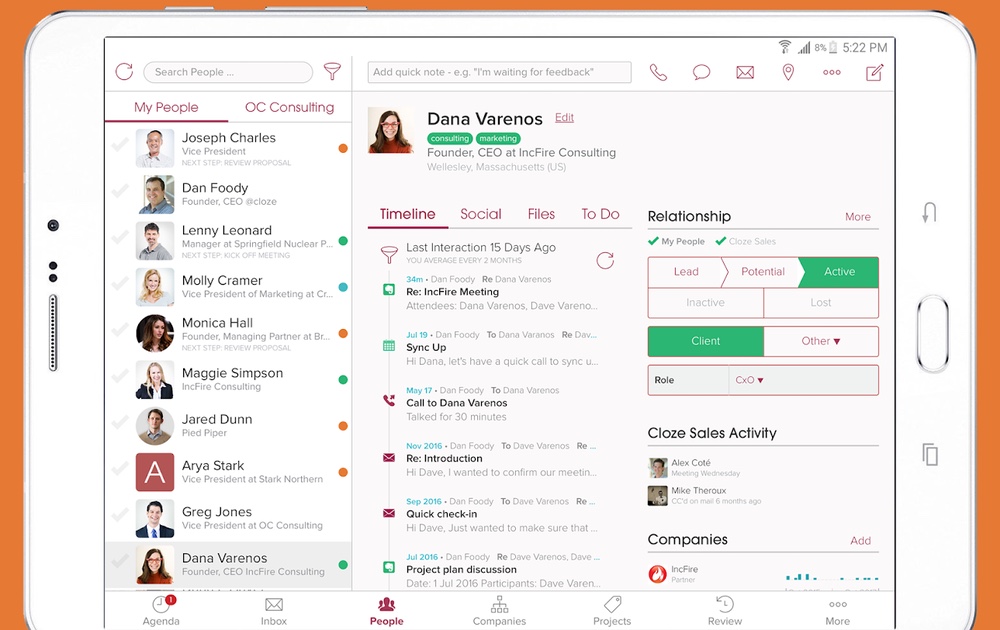 best contact apps: Cloze Relationship Management