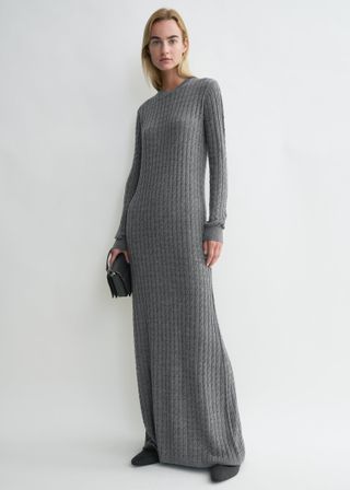 Cable Knit Dress Grey Melange