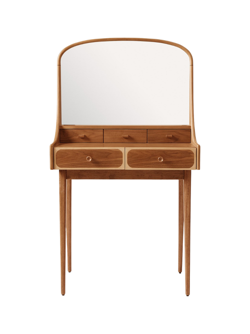 Two-Tone Curved Wood Vanity