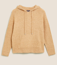 Knitted Rib Sleeve Relaxed Hoodie: