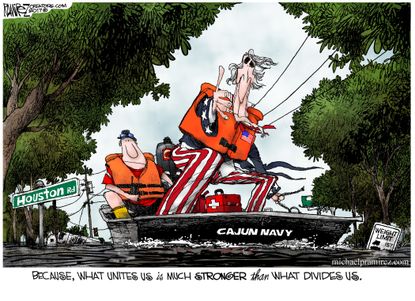 Editorial cartoon U.S. Harvey rescue unity