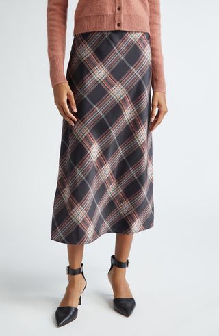 Plaid Satin Slipskirt