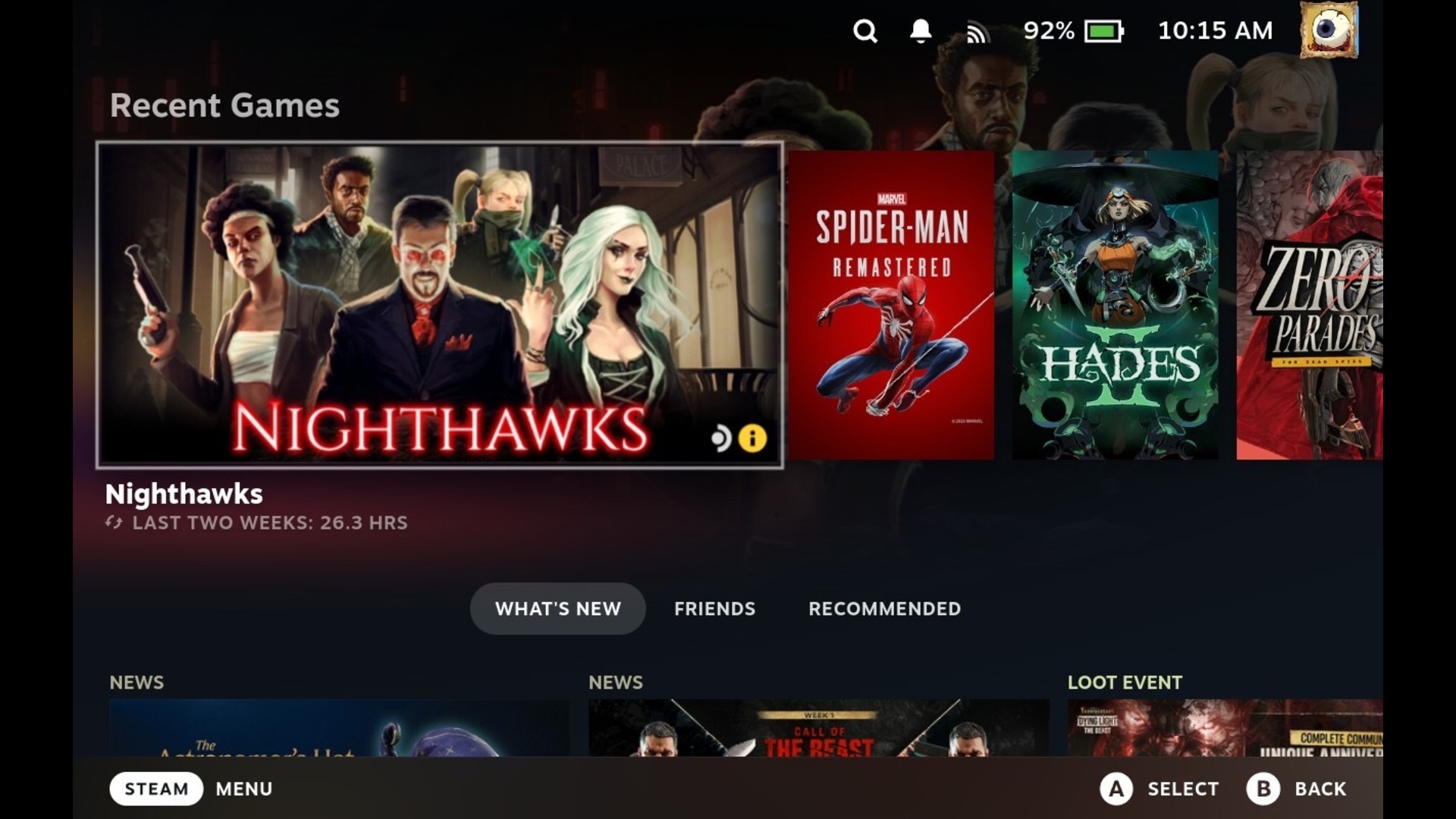 Nighthawks screenshots on Steam Deck