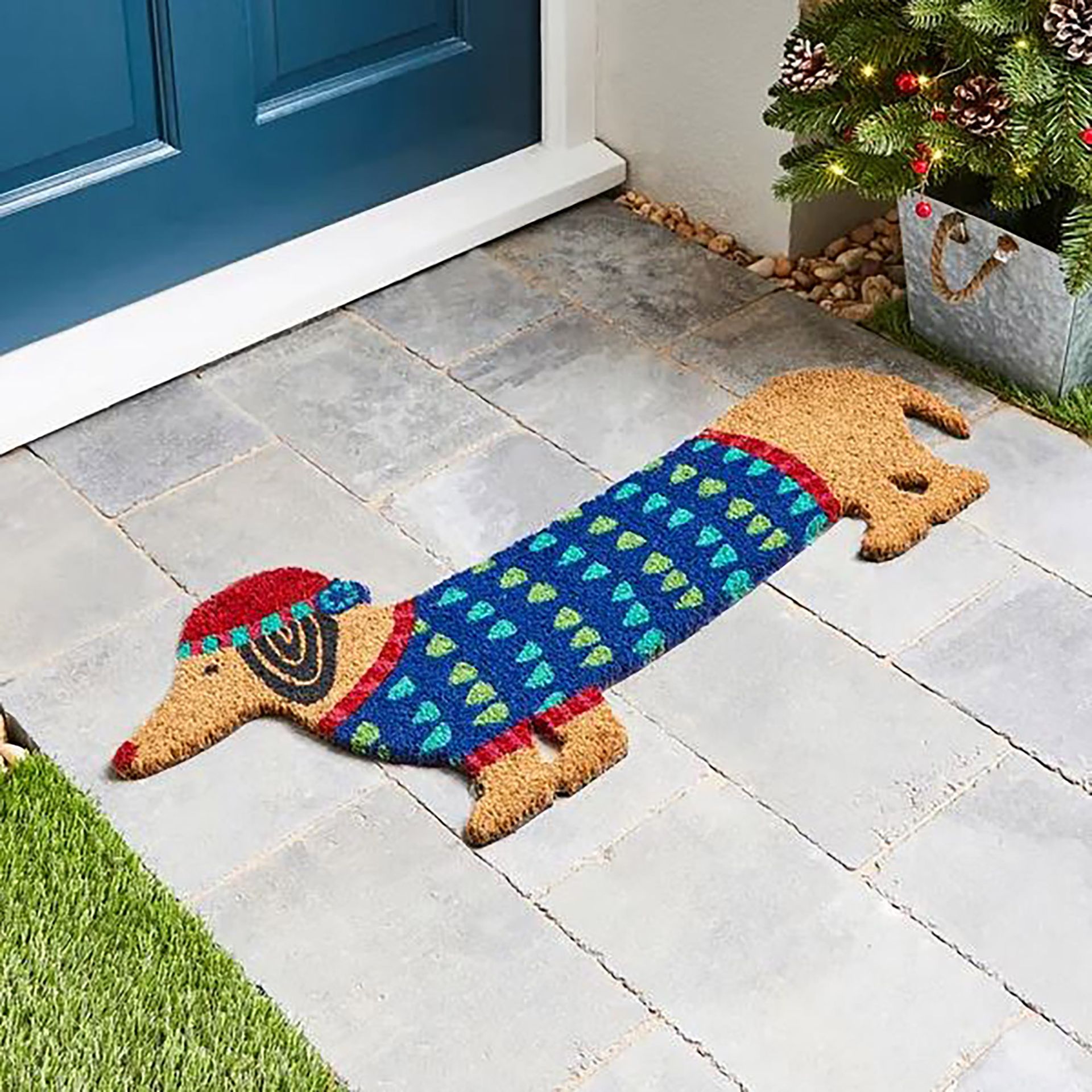 Dunelm christmas Dachshund doormat.