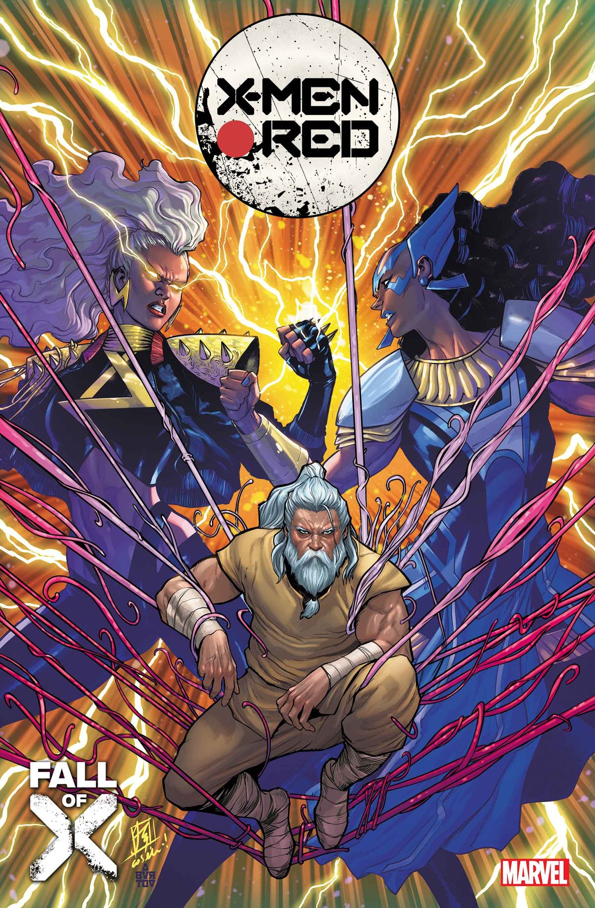 Covers for various Fall of X comics.