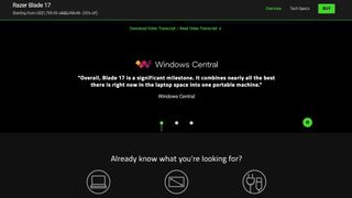Quote from Windows Central on Razer website