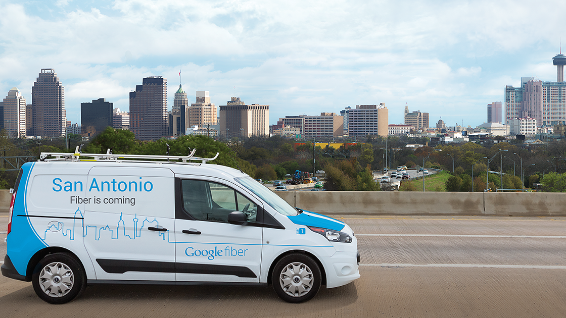 Google Fiber van on the street.