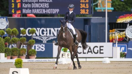 Pictured German Olympic rider Julia Krajewski and Tullabeg Platinum in the Luhm&uuml;hlen Horse Trials dressage.