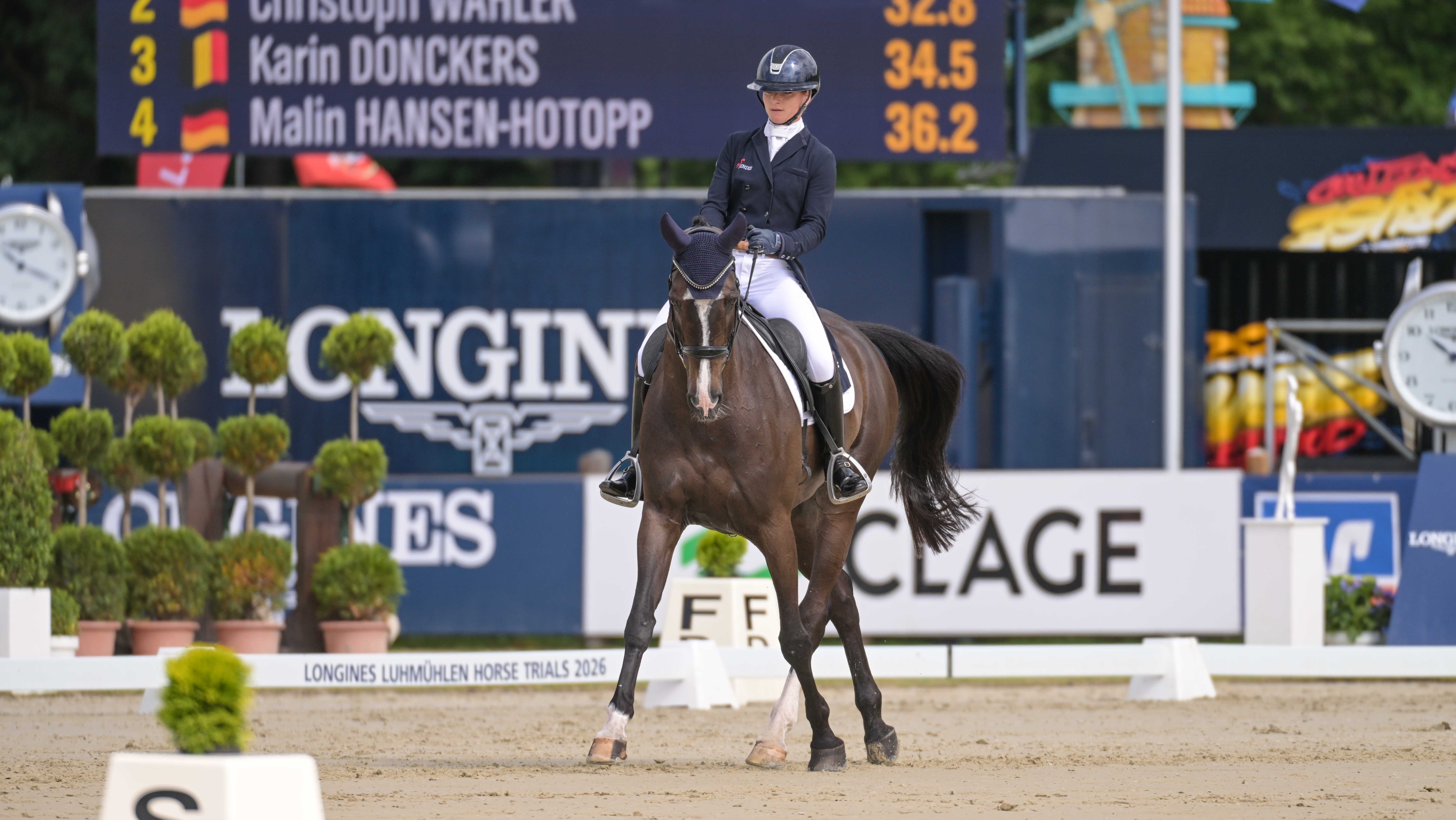 Pictured German Olympic rider Julia Krajewski and Tullabeg Platinum in the Luhm&uuml;hlen Horse Trials dressage.