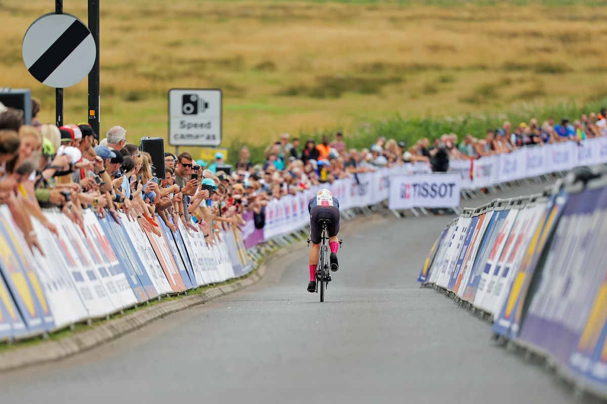 Picture by Alex Whitehead/SWpix.com - 10/08/2023 - Road Cycling - 2023 UCI Cycling World Championships - Stirling, Scotland - Women&acirc;s Elite Time Trial - Chloe Dygert of The USA before the Women's Elite Time Trial