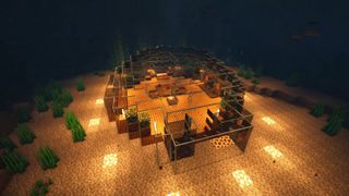 Minecraft ocean base - a glass dome on the seafloor