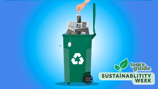 Recycling bin with old electronics in it