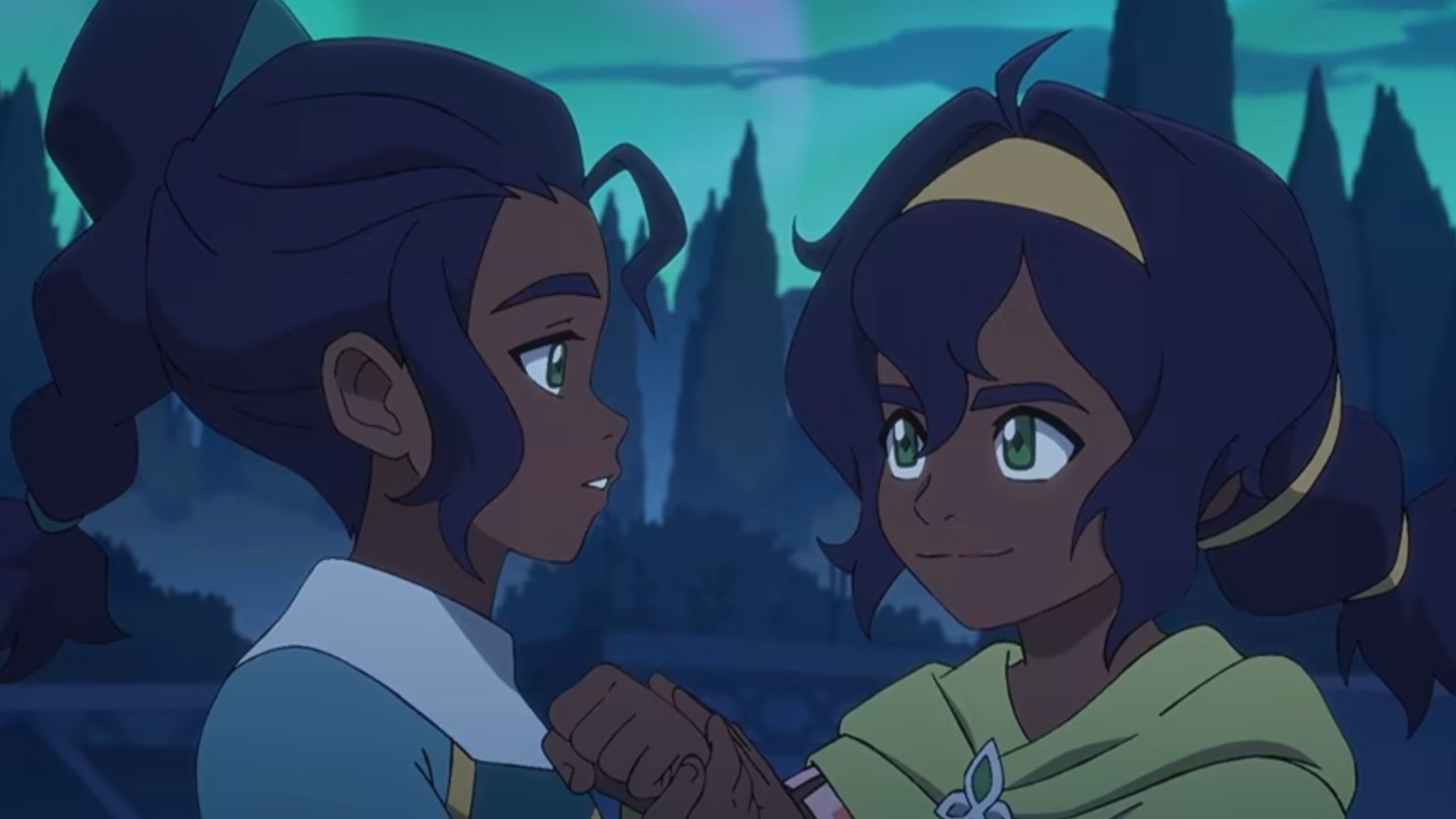 Twin sisters, Nisha and Pavi, in Avatar: Seven Havens