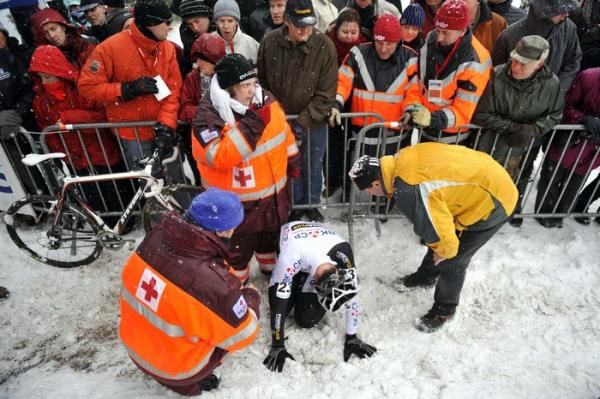 Radomir Simunek (BKCP - Powerplus) receives medical attention after his crash