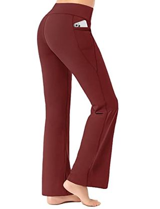 First Way Buttery Soft Women's Bootcut Yoga Pants Capris With 3 Pockets Lounge Floral Printing Full-Length, Syrah S