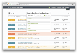 Issue tracker DoneDone is organised around a central hub