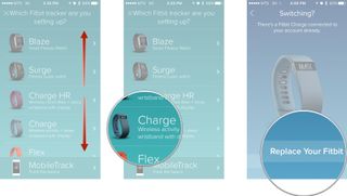 Swipe up or down to scroll through the menu to find the model of the tracker you are trying to replace, tap on your model, and then tap on the Set Up Your Fitbit button.