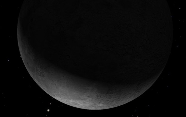 graphic showing the moon very close to jupiter in the night sky.