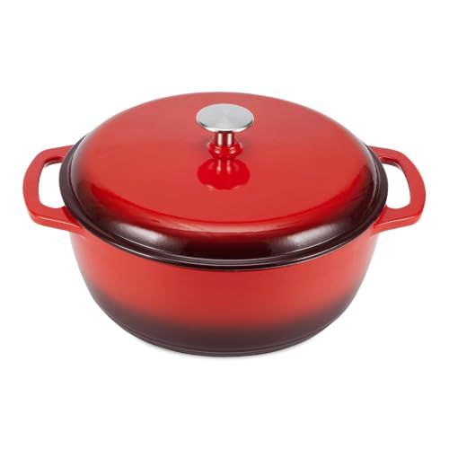 Enamelled Cast Iron Covered Round Dutch Oven
