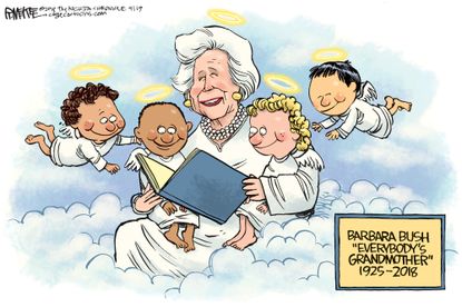 Editorial cartoon U.S. Barbara Bush death legacy literacy