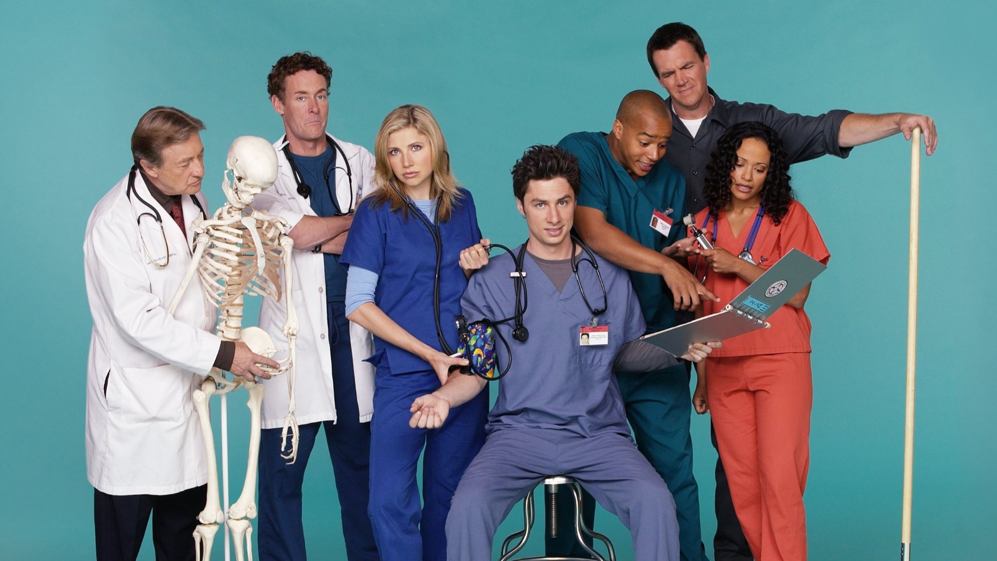 Ken Jenkins, John C. McGinley, Sarah Chalke, Zach Braff, Donald Faison, Neil Flynn and Judy Reyes in Scrubs promo