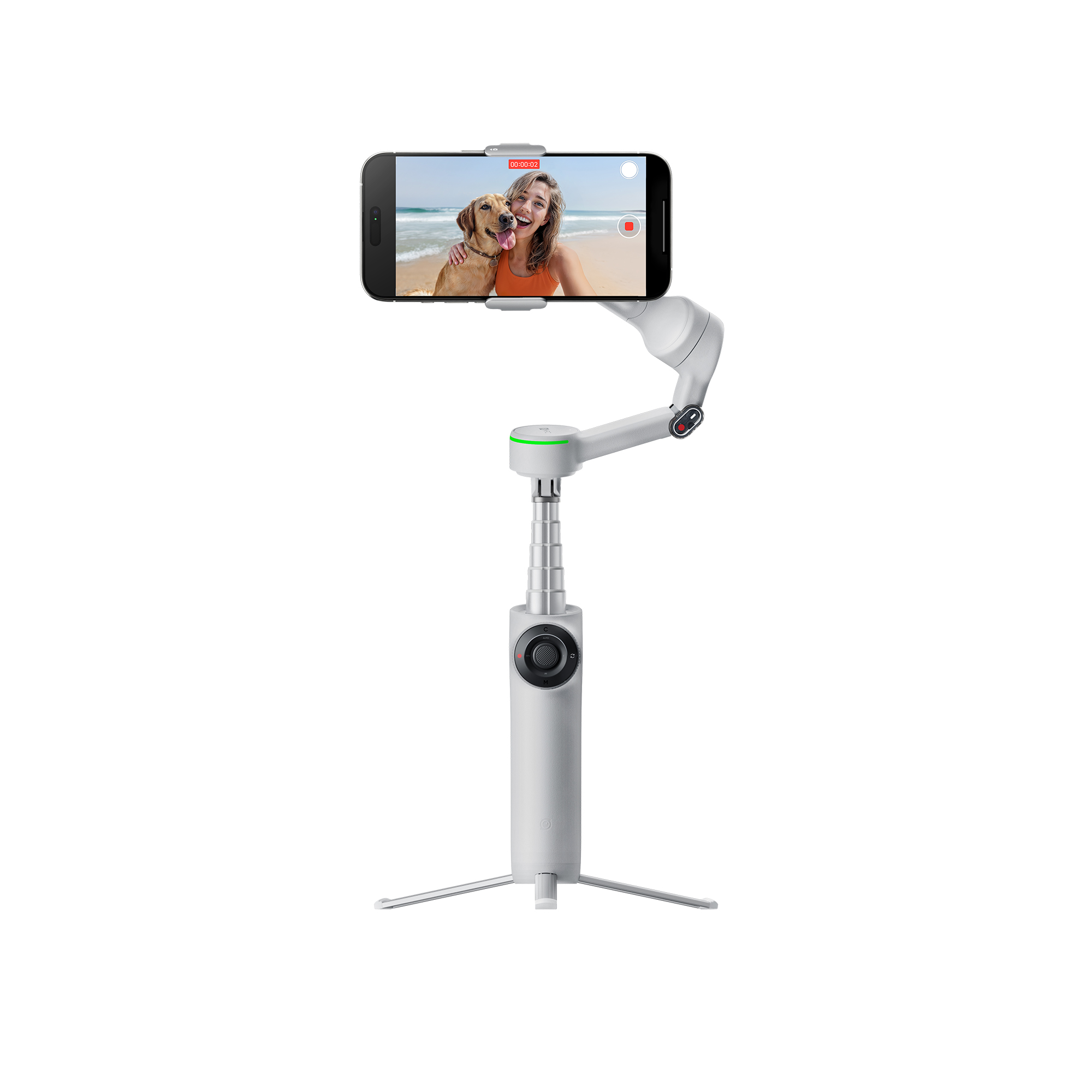 The Insta360 Flow 2 Pro on a white background