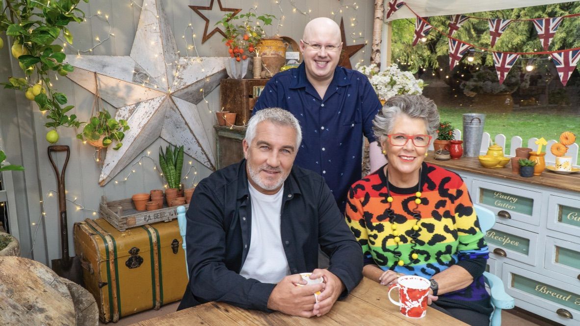 Paul Hollywood, Matt Lucas and Prue Leith in Celebrity Bake Off