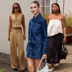 collage of women wearing chic outfits