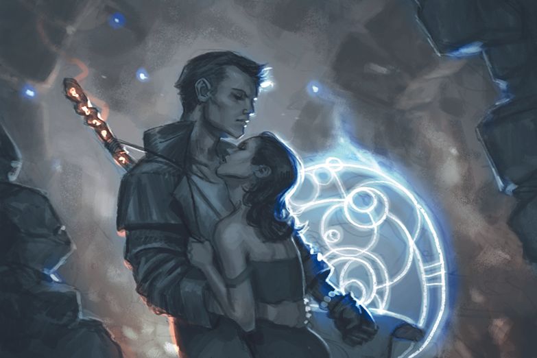 A sketch for book cover art by Dan Dos Santos