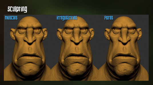 ZBrush was used extensively to add details to the character's face