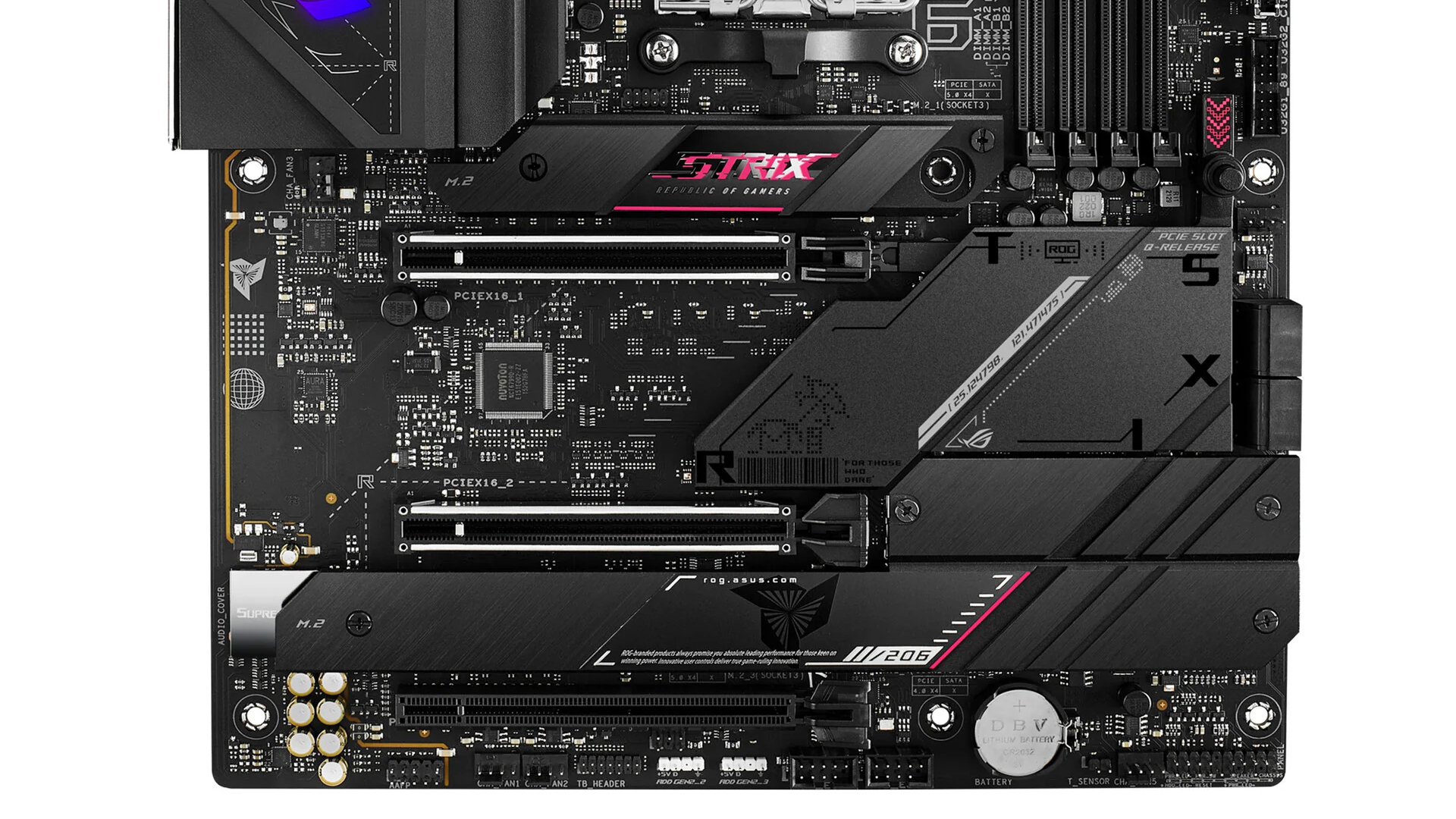 PCIe ports on an Asus AM5 motherboard