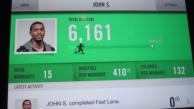 Nike+ Training app profile view