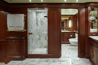 America's Cup charter: A luxury marble bathroom on board the superyacht (Credit: David Churchill)