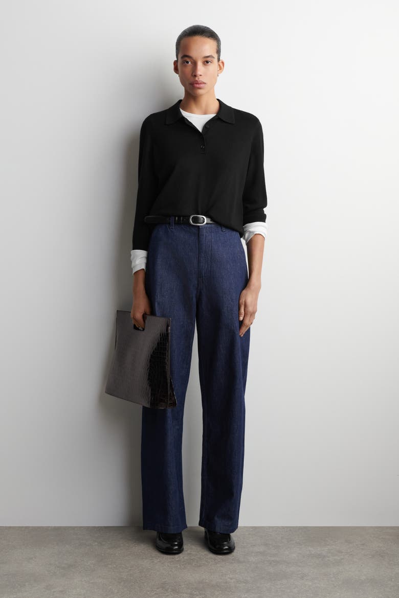 Wide-Leg Denim Pants
