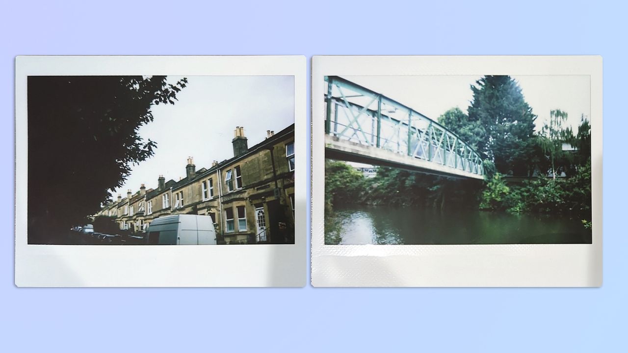 A compilation of photos of nature and streets in Bath, UK, taken on a Fujifilm Instax Wide 400 instant camera