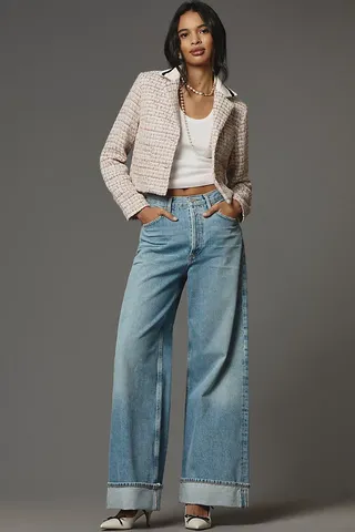 Agolde Dame High-Rise Cuffed Wide-Leg Jeans