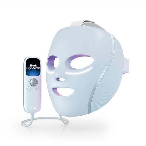 Shark Cryoglow Led Face Mask With Under-Eye Cooling, Anti-Ageing &amp; Blemish Repair, Red &amp; Blue Led, Infrared Light Therapy, Beauty Gifts for Her, Usb-C, Remote Control, Storage Bag, Adjustable Straps